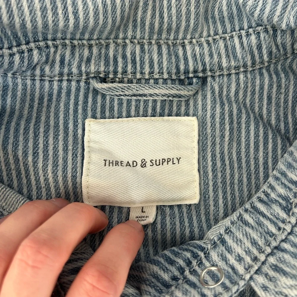 Thread & Supply Striped Denim Button-Up Shirt | Women’s M - Picture 5 of 7